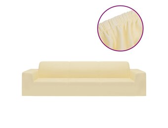 vidaXL Vierzitsbankhoes stretch polyester jersey crèmekleurig