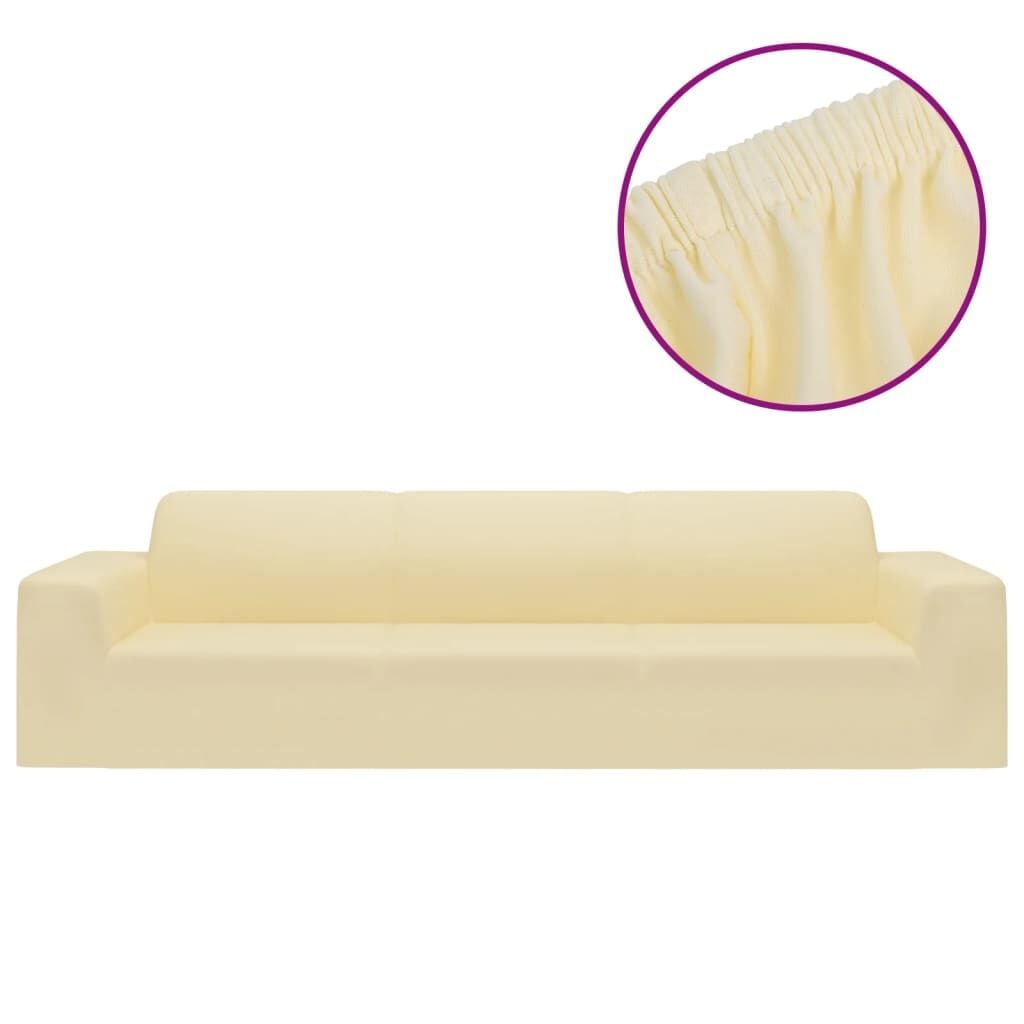 vidaXL Vierzitsbankhoes stretch polyester jersey crèmekleurig
