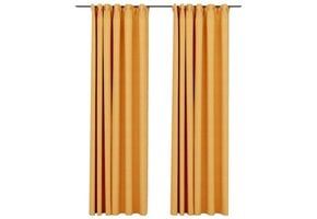 Gele Verduisterende Gordijnen, Linnen-look, 2 stuks, 140x245 cm, 39% Korting