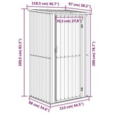 vidaXL Tuinschuur 118,5x97x209,5 cm gegalvaniseerd staal antraciet