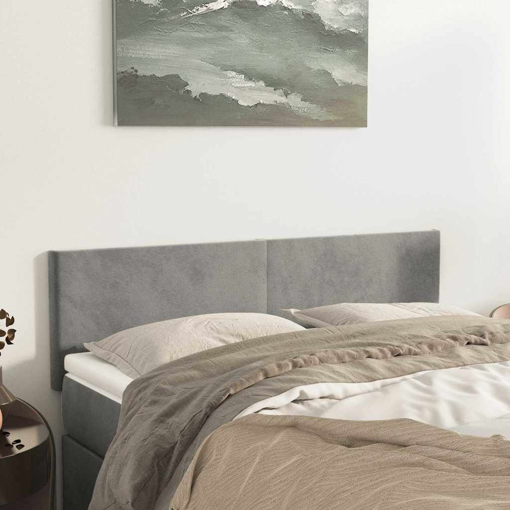 VidaXL Hoofdborden (2 st) 72x5x78/88 cm Lichtgrijs Fluweel - 70% Korting