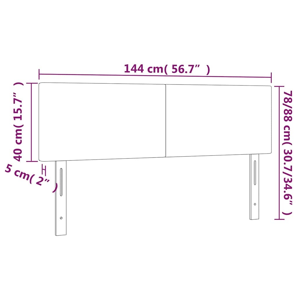 vidaXL Hoofdborden 2 st 72x5x78/88 cm fluweel lichtgrijs