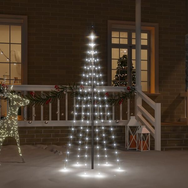 Vlaggenmast Kerstboom met 108 LED's - 180 cm Koudwit - 51% Korting