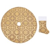 vidaXL Luxe Kerstboomrok met Sok 150 cm Geel - 38% Korting