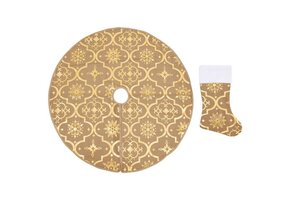 vidaXL Luxe Kerstboomrok met Sok 150 cm Geel - 38% Korting