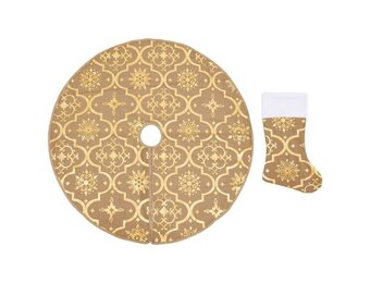 vidaXL Luxe Kerstboomrok met Sok 150 cm Geel - 38% Korting