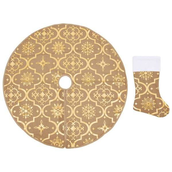 vidaXL Luxe Kerstboomrok met Sok 150 cm Geel - 38% Korting