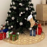 vidaXL Luxe Kerstboomrok met Sok 150 cm Geel - 38% Korting
