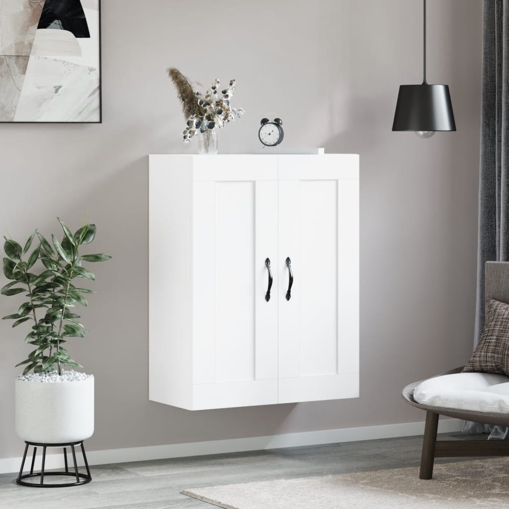 Wandkast Bewerkt Hout Wit 69,5x34x90 cm - 66% Korting