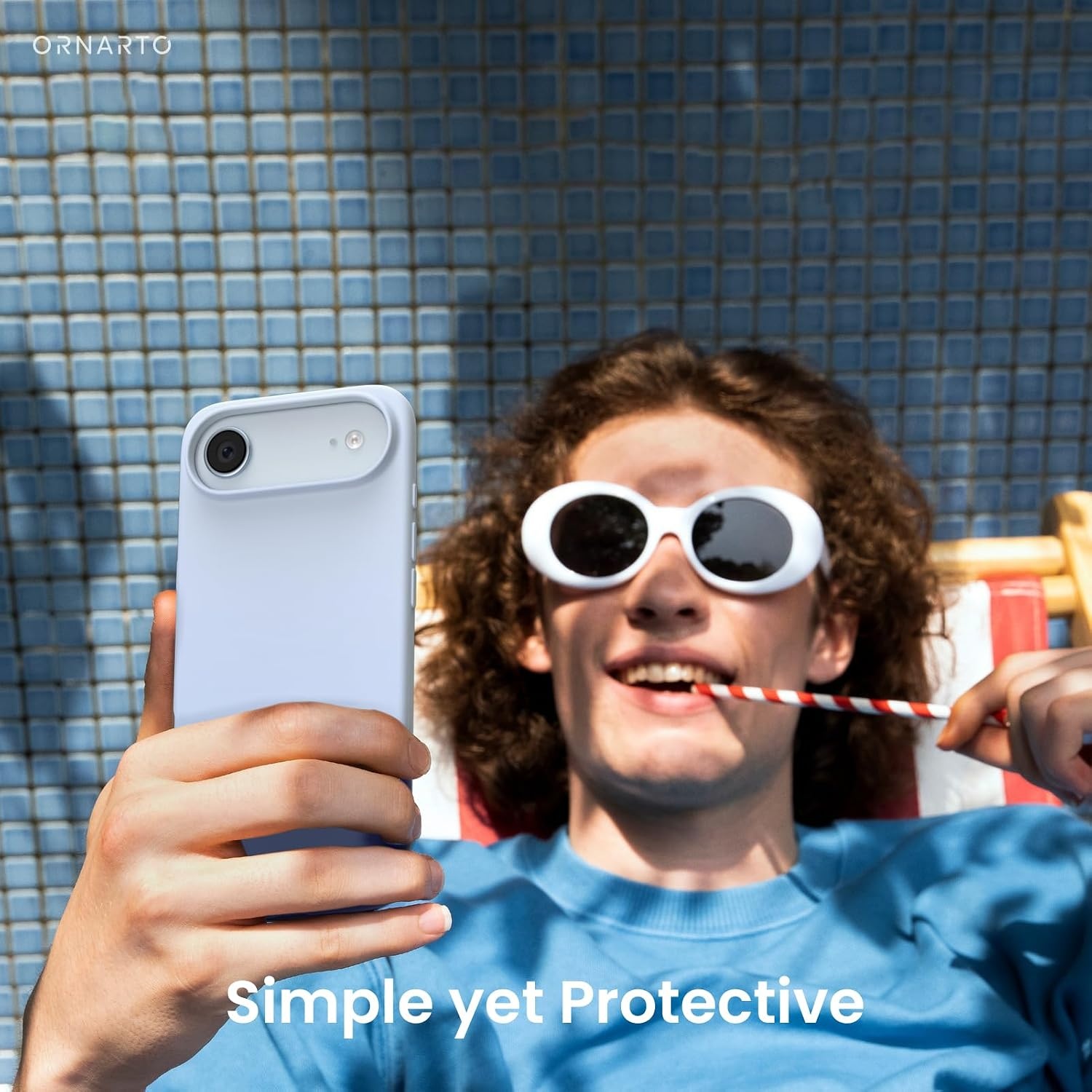 Telefoonhoesje Baby Blauw voor 6,6 inch telefoons, Vloeibaar Siliconen - 46% Korting