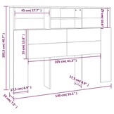 vidaXL Hoofdbordkast 140x19x103,5 cm wit