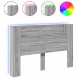 vidaXL Hoofdbordkast met LED 160x16,5x103,5 cm grijs sonoma eikenkleur