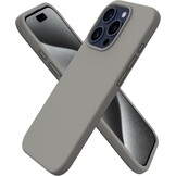 Hoesje iPhone 15 Pro 6.1 inch Vloeibare Siliconen - Kras- & Schokbestendig - Grijs - 51% Korting