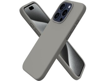 Hoesje iPhone 15 Pro 6.1 inch Vloeibare Siliconen - Kras- & Schokbestendig - Grijs - 51% Korting