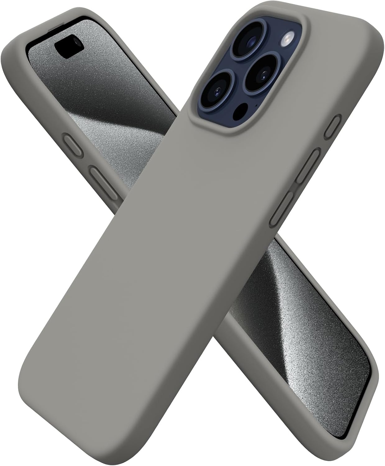 Hoesje iPhone 15 Pro 6.1 inch Vloeibare Siliconen - Kras- & Schokbestendig - Grijs - 51% Korting