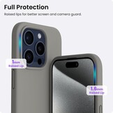 Hoesje iPhone 15 Pro 6.1 inch Vloeibare Siliconen - Kras- & Schokbestendig - Grijs - 51% Korting