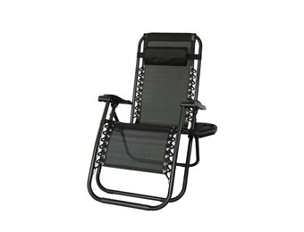 Ligstoel tuin - ligbed - 157,5 x 63,5 x 81 cm - zwart
