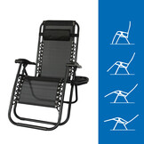 Ligstoel tuin - ligbed - 157,5 x 63,5 x 81 cm - zwart