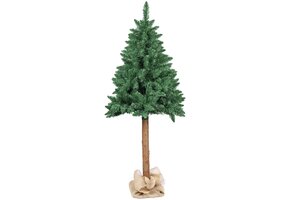 Kunstkerstboom Spar 160 cm met Houten Stam | 40% Korting
