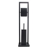 WC rolhouder staand met toiletborstel - 20x80cm - zwart