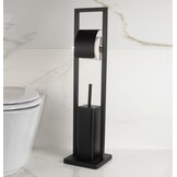 WC rolhouder staand met toiletborstel - 20x80cm - zwart