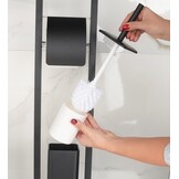 WC rolhouder staand met toiletborstel - 20x80cm - zwart