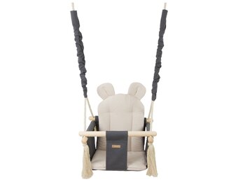 Baby schommel - baby swing - met oren - max. 20 kg - grijs & beige