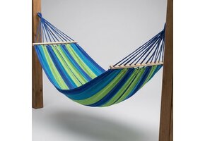 Hangmat Katoen Groen Blauw Gestreept 200x80 cm - 120 kg - 38% Korting