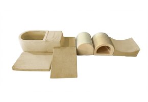 7-delige Foam Klimkussenset met Ballenbak & 100 Ballen - Beige Fluweel (41% Korting)