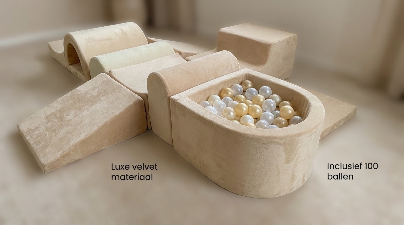 Foam speelset - 7-delig - met ballenbak en 100 ballen - beige