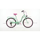 Meisjesfiets 26 inch - 7 versnellingen - mintgroen met roze