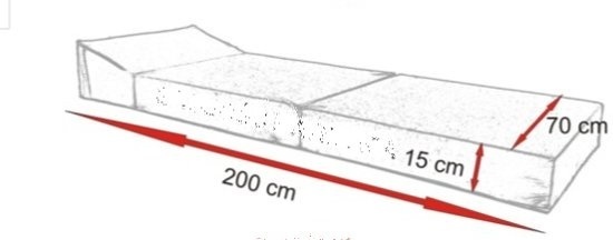 Logeermatras met kussen - 70cm x 200cm x 15cm - Opvouwbaar - Grijs