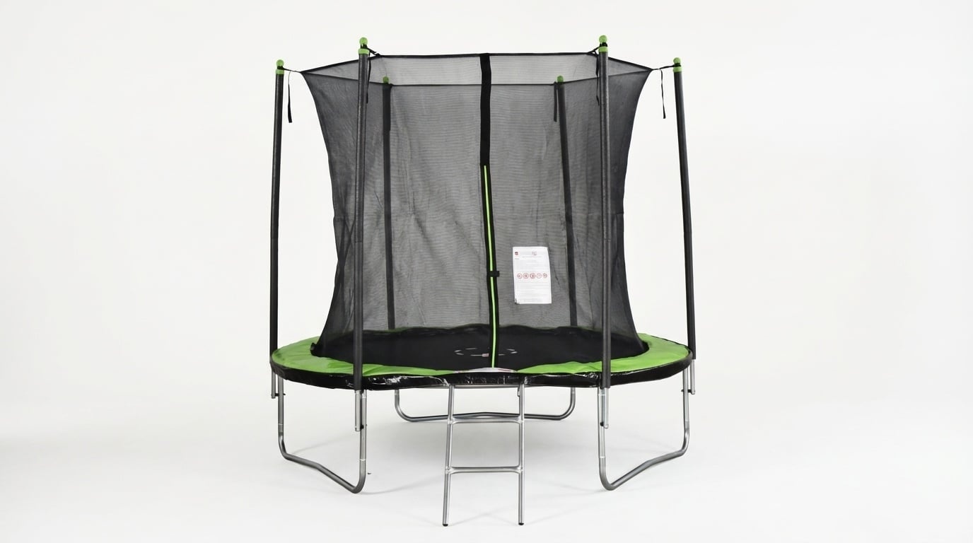 Trampoline 244 cm rond - met net en ladder – groen/zwart