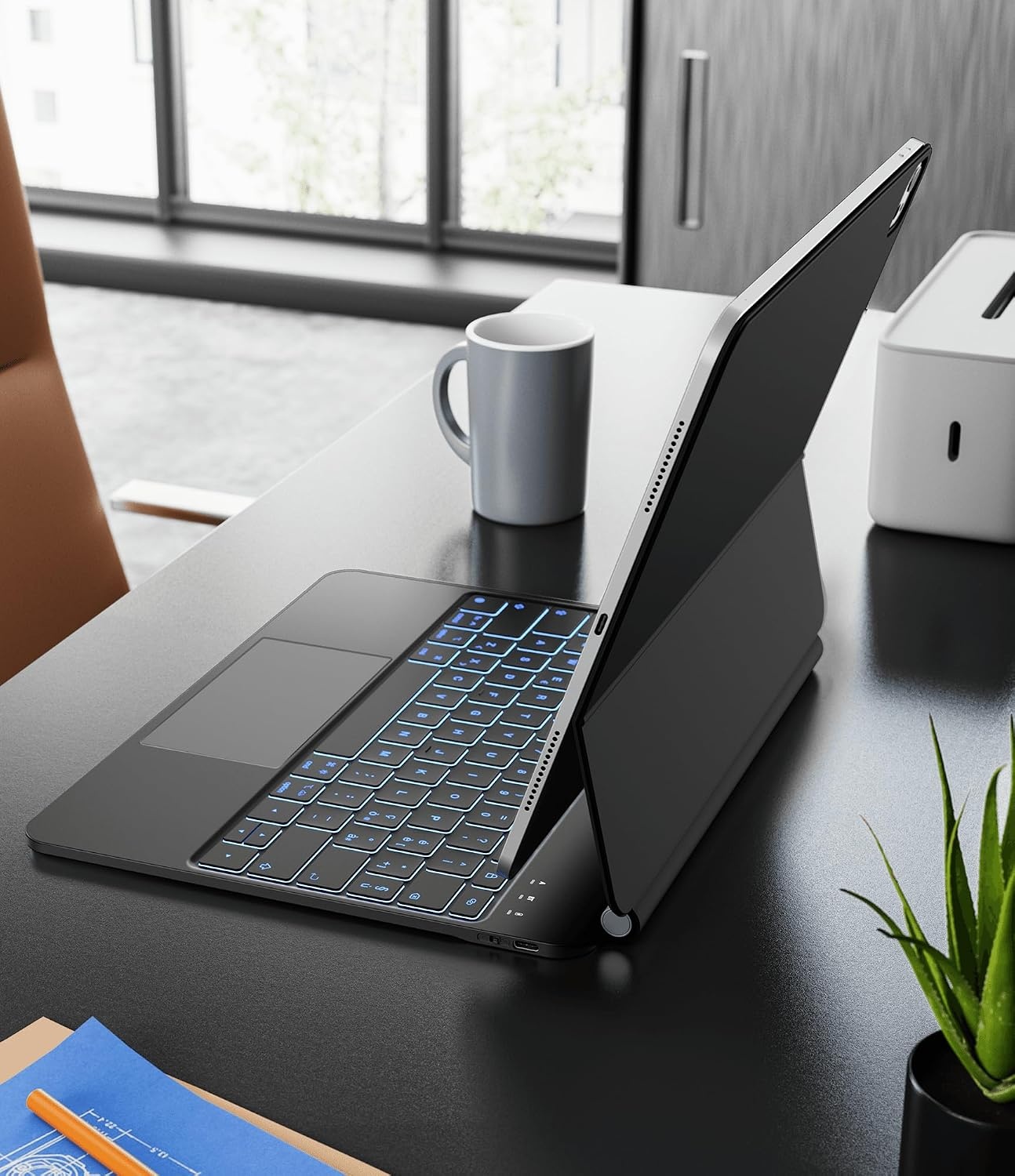 Toetsenbord met Touchpad voor iPad Air 13 (M2 2024) iPad Pro 12.9 (Gen 3-6) | Zwevend Magnetisch | 7 Kleuren Achtergrondverlichting | Bluetooth