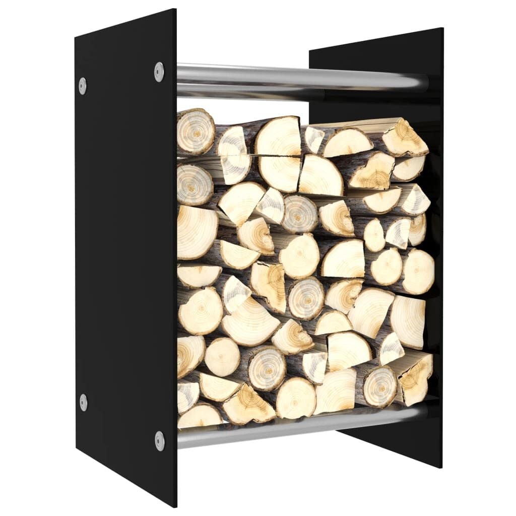 Zwarte Glazen Haardhout Rek 40x35x60 cm - 34% Korting