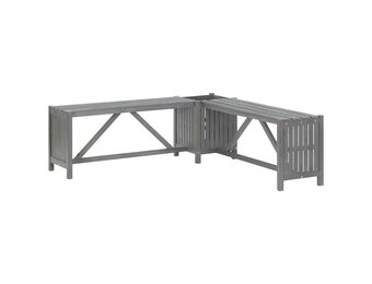 vidaXL Tuinhoekbank met plantenbak 117 cm massief acaciahout grijs