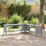 vidaXL Tuinhoekbank met plantenbak 117 cm massief acaciahout grijs