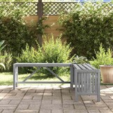 vidaXL Tuinhoekbank met plantenbak 117 cm massief acaciahout grijs