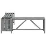 vidaXL Tuinhoekbank met plantenbak 117 cm massief acaciahout grijs