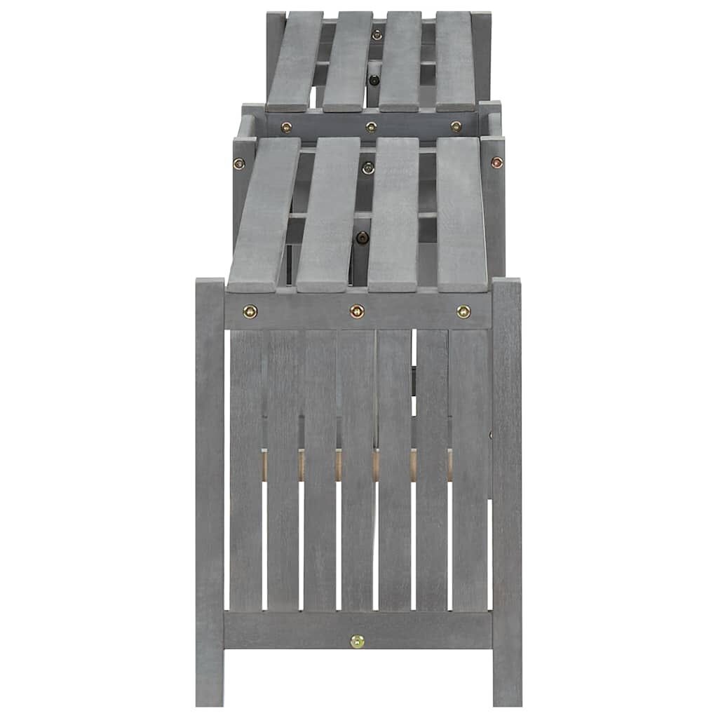 vidaXL Tuinhoekbank met plantenbak 117 cm massief acaciahout grijs