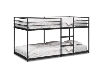 vidaXL Stapelbed zonder matras 90x200 cm staal zwart