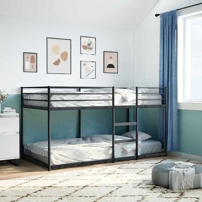 vidaXL Stapelbed zonder matras 90x200 cm staal zwart