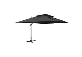 Zwevende parasol met dubbele bovenkant, zwart, 400x300 cm - 41% Korting!