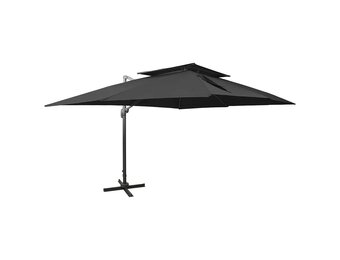 vidaXL Zwevende parasol met dubbele bovenkant zwart 400x300 cm