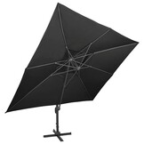 vidaXL Zwevende parasol met dubbele bovenkant zwart 400x300 cm