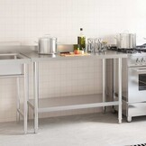 vidaXL Keukenwerktafel met spatscherm 120x60x93 cm roestvrij staal