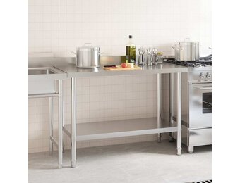 vidaXL Keukenwerktafel met spatscherm 120x60x93 cm roestvrij staal