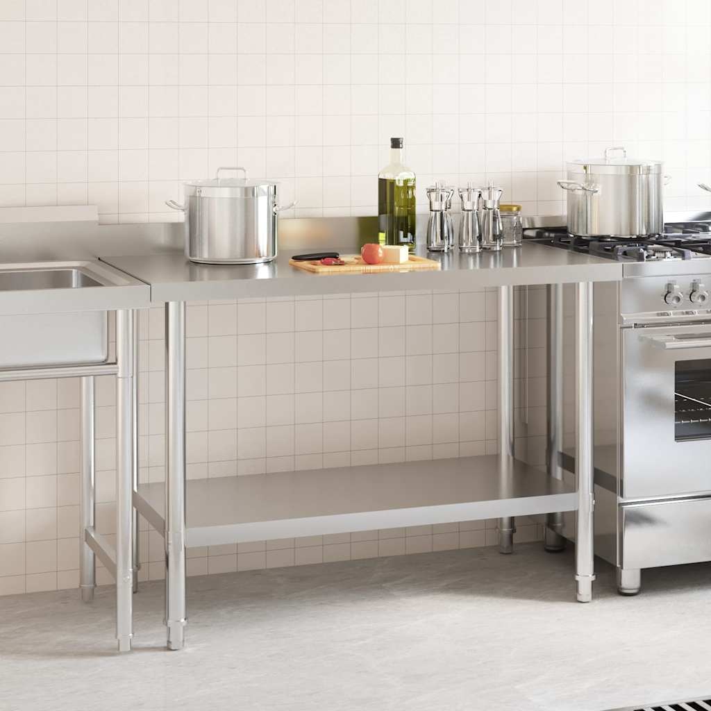 vidaXL Keukenwerktafel met spatscherm 120x60x93 cm roestvrij staal