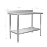 vidaXL Keukenwerktafel met spatscherm 120x60x93 cm roestvrij staal