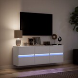 TV-wandmeubel met LED Wit 130x31x45 cm - 61% Korting